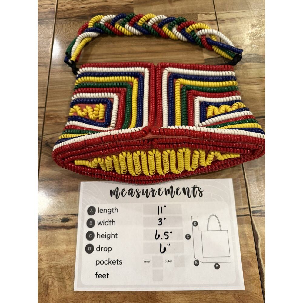 Vintage 1940s Telephone Phone Cord Rainbow Purse … - image 7